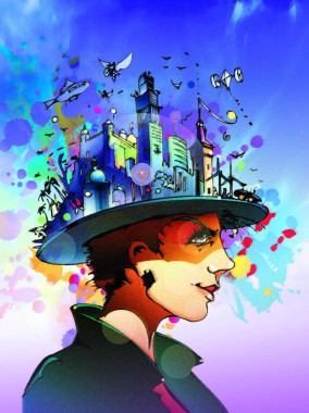 Titelmotiv des Programmflyers der Stadt Würzburg zum Wissenschaftsjahr 2015.