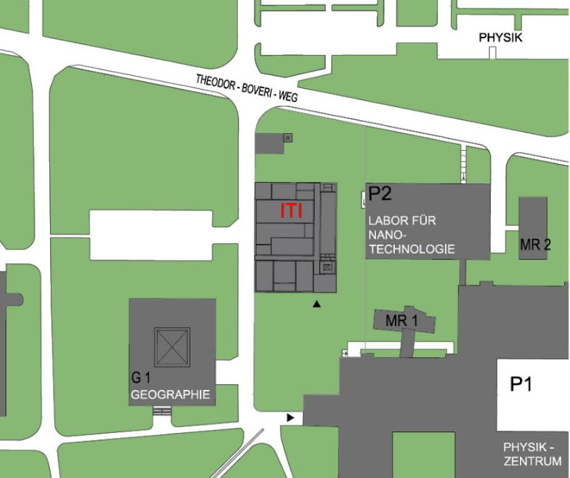 Der Lageplan vom Hubland-Campus zeigt, wo das geplante Institut für topologische Isolatoren (ITI) gebaut werden soll. (Bild: Universität Würzburg)