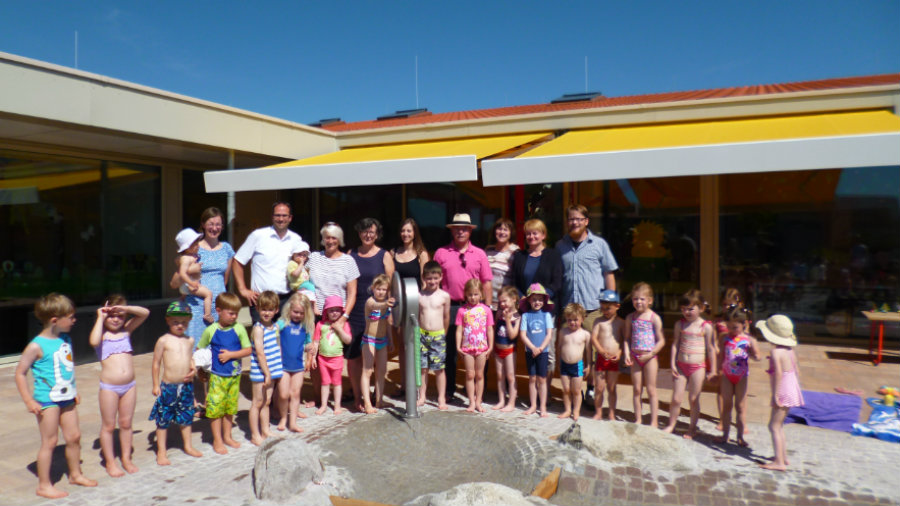 Neuer Wasserspielplatz im Kinderhaus Schatzinsel