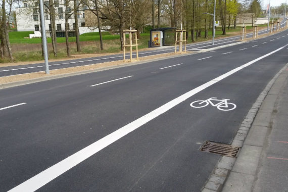 Neue Radfahrstreifen im Würzburger Stadtgebiet